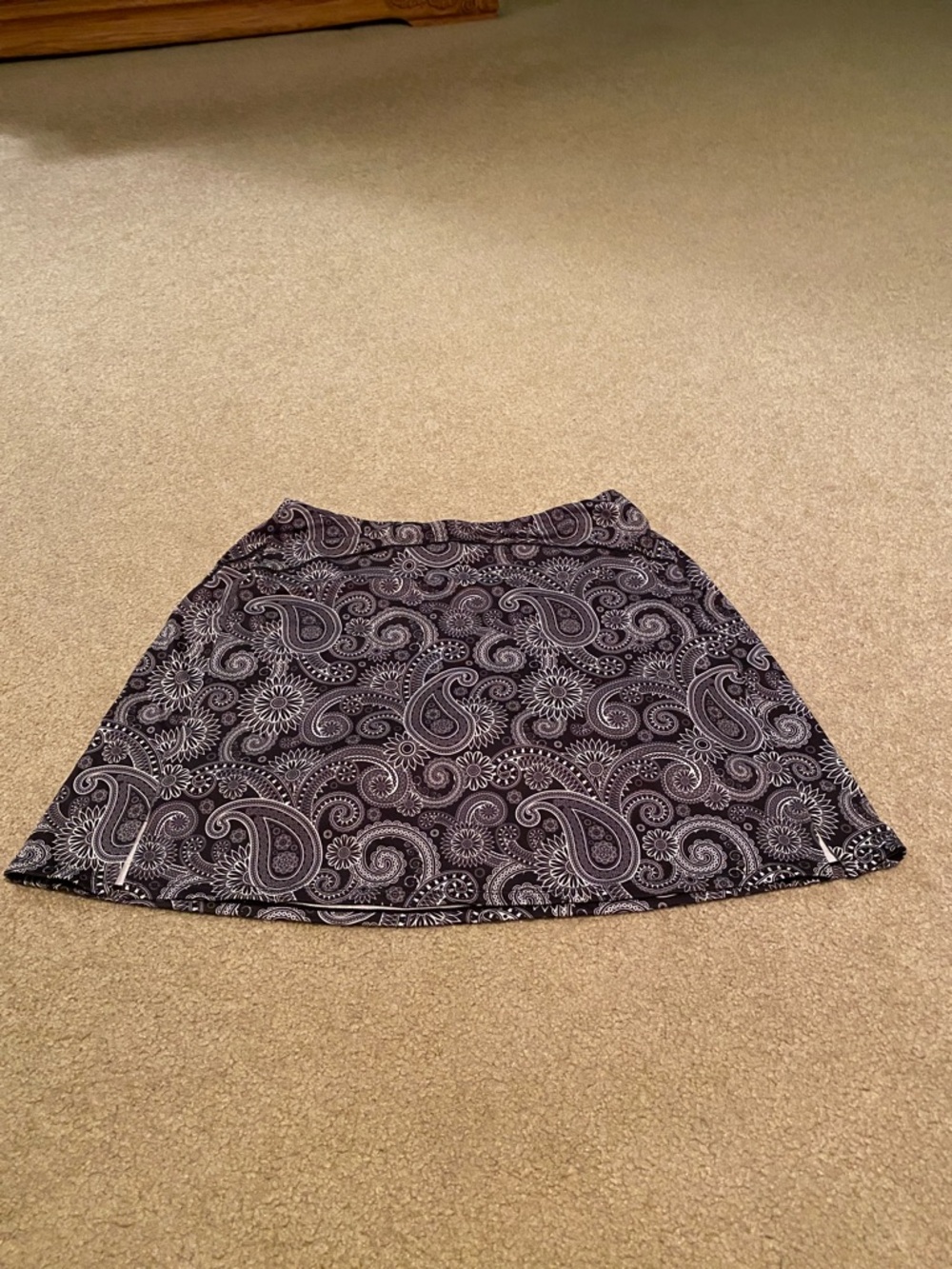 Women's Black & White Paisley A-Line Skirt